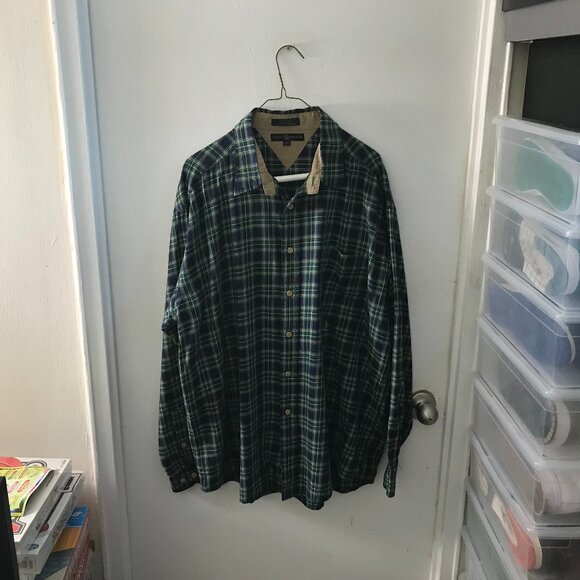 Men's Tommy Hilfiger Plaid Blue/Green Button-Down Shirt - Size XL - Picture 1 of 7